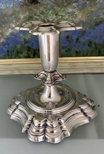 Jugendstil Kerzenleuchter antik  Silberauflage Fuß quadratisch Chippendale Stufe