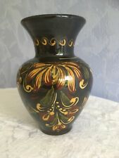 Vase, Blumenvase, HMV ungarische Majolika Handmalerei, 18,5 cm
