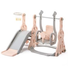 Kinderrutsche 4 In 1 Schaukel Basketballkorb Klettergerüst Rutsch Indoor Outdoor