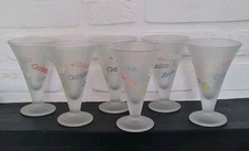 6 mattierte Eisbecher Gläser, Eis Pokale, mit Schrift