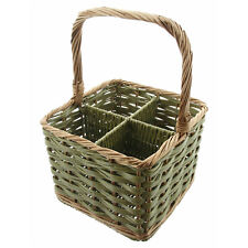 Frank Flechtwaren Flaschenkorb Washed Green 102164 Getränkekorb 4 Flaschen