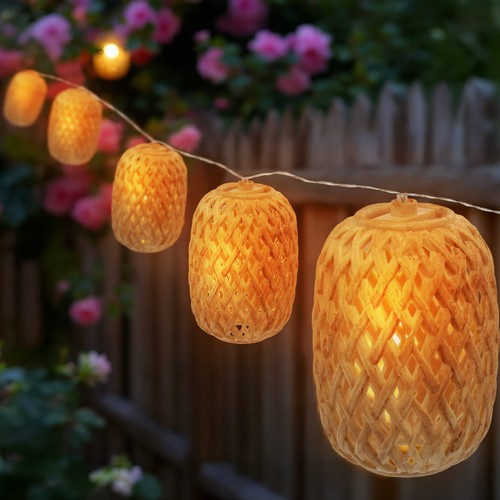 Solar lichterkette rattan - 10,