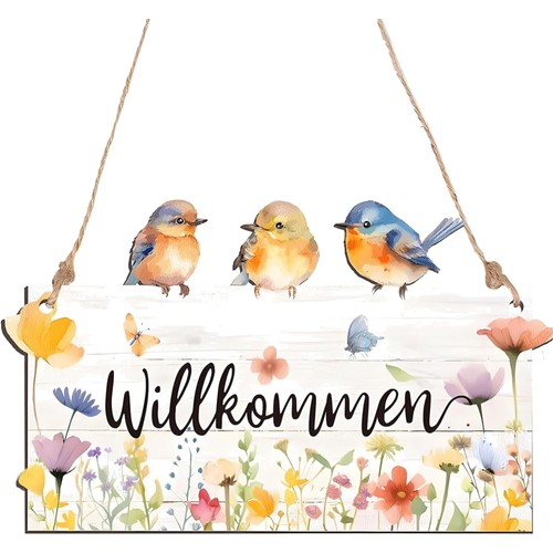 Türschild willkommen holz - türschild,