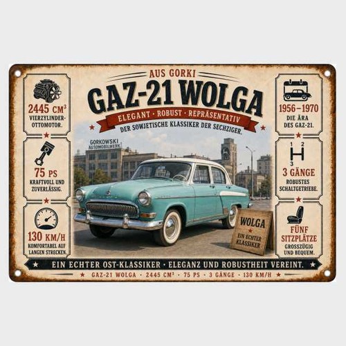 Blechschild gaz wolga kfz - gaz,