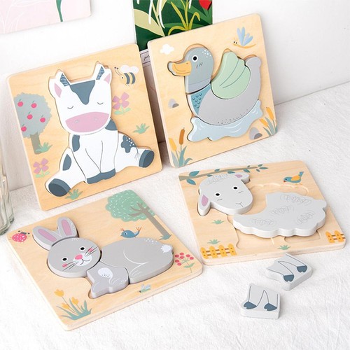 Tiere holzpuzzle block - tiere,