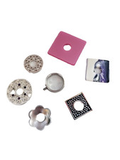 7-tlg. Wechselring-Set Ring + Scheiben pink lila silber