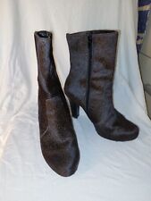 Unisa Stiefeletten Ponyfell Plateau Gr.37 braun, Leo-Muster