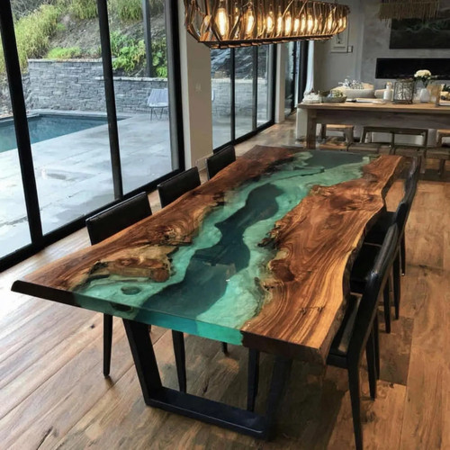 Nussbaum epoxid river esstisch - nussbaum,