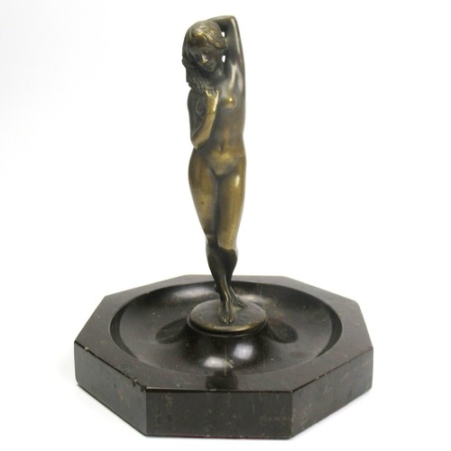 Marmor aschenbecher mit - aschenbecher, bronze