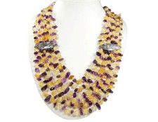 6reihige Edelsteinkette aus Amethyst und Citrin mit Crazy-Achat-Perlen 53cm lang