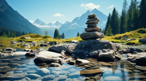 Wandbild berglandschaft mit - wandbild:,