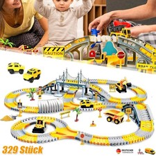 329Stk Autorennbahn Elektroauto Autorennbahn Rennbahn 6 Autos Bagger Spielzeug