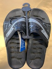 Fashy Badeschuhe, Badelatschen, schwarz mit silbernen Streifen, Größe 38