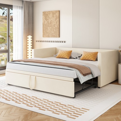 Schlafsofa ausziehbar beige - schlafsofa,