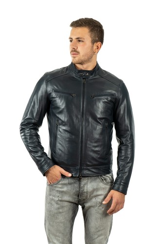 Herren echtleder jacke blau - herren,