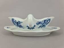 (M2634) Meissen Sauciere, blaue Blumen und Insekten, 27cm x 17cm, um 1860