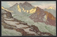 Künstler-AK Ernst E. Schlatter: Jungfrau vom Eigergletscher aus gesehen 