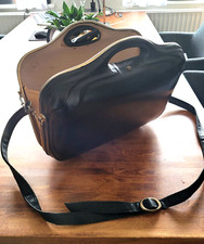 ??Riesige Handasche Koffer Hartschale Leder Handarbeit schwarz auch Rundholz