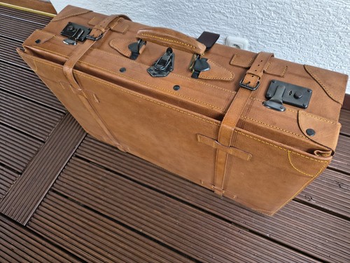 Vintage lederkoffer oldtimer - lederkoffer,