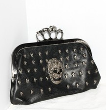 Alexander Mcqueen, Black Leather Skull Knuckle Clutsch , GB, ohne Kette