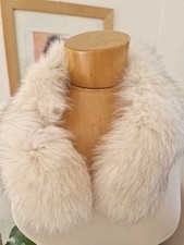 Echtfell Schal, Kragen,Nerz, Weiß Schwarze SPITZEN