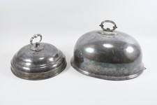 Q03K12- 2x antike Speiseglocke Metall versilbert 
