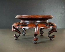 Antik Qing Dynastie 19. Jh. China Edelholz Stand Display Vase Buddha Skulptur