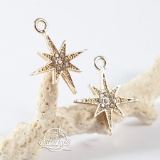 2x Schmuck Anhänger Stern Charm Strass Vergoldet 25mm GlitzerInsel 00585