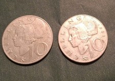 Österreich 10 Schilling 1957/58 - SILBER -  Frau mit Haube