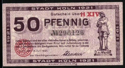 Notgeld köln 1921 50 - köln, 1921,