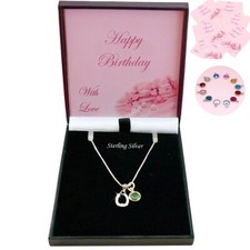 Silber Hufeisen Halskette Mit Geburtsstein, Geburtstagsgeschenk für Tochter, Mum