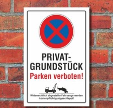 Schild Privatgrundstück Parken verboten Parkverbot Halteverbot 3 mm Alu-Verbund