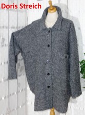 NEU DORIS STREICH Designer leichte BOUCLE Jacke Gr. 48 50 52 grau MELANGE Tasche
