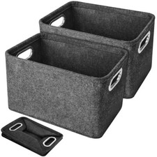 2x Filz Korb, Filz Aufbewahrungsbox,Stoffaufbewahrungskörbe,Faltbar,mit Griffen