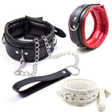 Bondage PU Leder Halsband Mit Leine Abschließbar Kragen Rot Schwarz Weiß SM DE