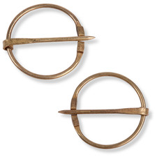 Mittelalter Fibeln - Fibel Paar aus Messing - Ringfibel Wikinger Gewandnadel
