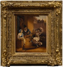 Miniatur-Aquarell Aus Dem 19. Jahrhundert - Der Straßenkünstler.