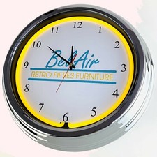 N-0677 Wanduhr "Bel Air Retro Fifties Furniture" Wohnzimmer Küchen Uhr Neonuhr 