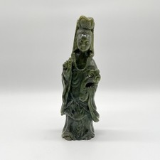 Asiatika - Alte Guanyin Göttin Jade Figur Skulptur Schnitzerei China Guan Yin