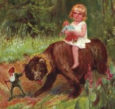 119/178 KÜNSTLER AK SUSEMIHL - ZWERG BÄR MÄDCHEN PUPPE - RITT INS MÄRCHENLAND