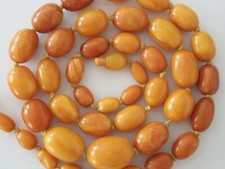 Antik Kette Bernstein Natur Oliven Butterscotch Karamell Marmoriert 32,3g/62,5cm