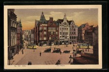 Ansichtskarte Kiel, Strassenbahn und Autos Am Markt 