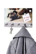 Schlüsselbrett Wandgarderobe Edelstahl Schlüsselboard 5 Haken Magnete 30x19cm