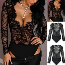 Spitzenbody damen langarmbody - spitzenbody,