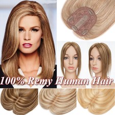 Damen Hair Toupet Remy Echthaar Seidenbasis Clip In Toupee Haarteil Perücke Wigs