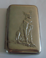 altes antikes Zigaretten Etui mit Motiv Hunde