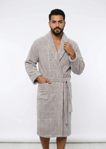 Herren bademantel hellgrau - bademantel,