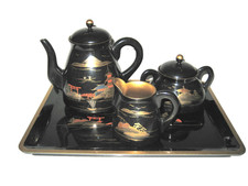 schönes Tee Set auf Tablett Japanische Lackware  Teezeremonie Urushi Lackarbeit