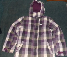 Jacke, Winterjacke, Skijacke, lila kariert, mit Kapuze, Mädchen  Größe 152