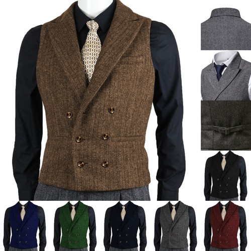 Doppelbrust herren tweed weste - tweed,